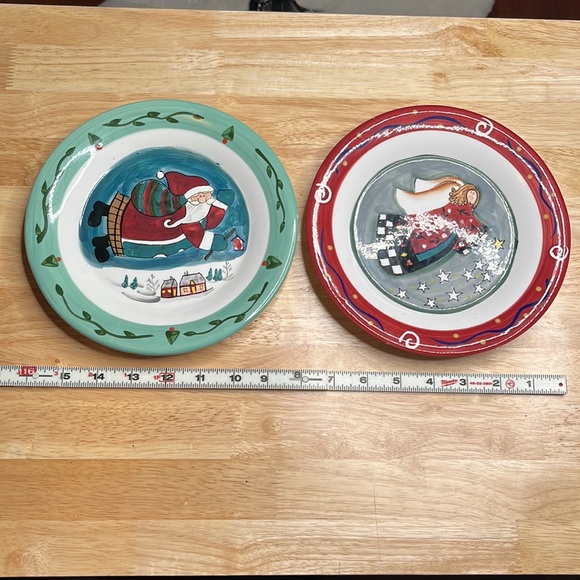 Set of 2 CHRISTMAS THEME Holiday Plates ANGEL And SANTA - Picture 10 of 12
